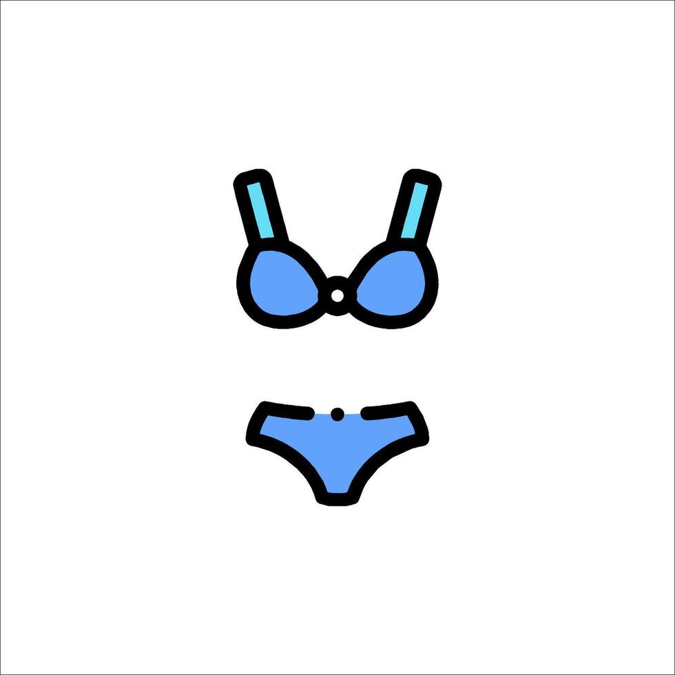 A blue bra and underwear icon on a white background vector