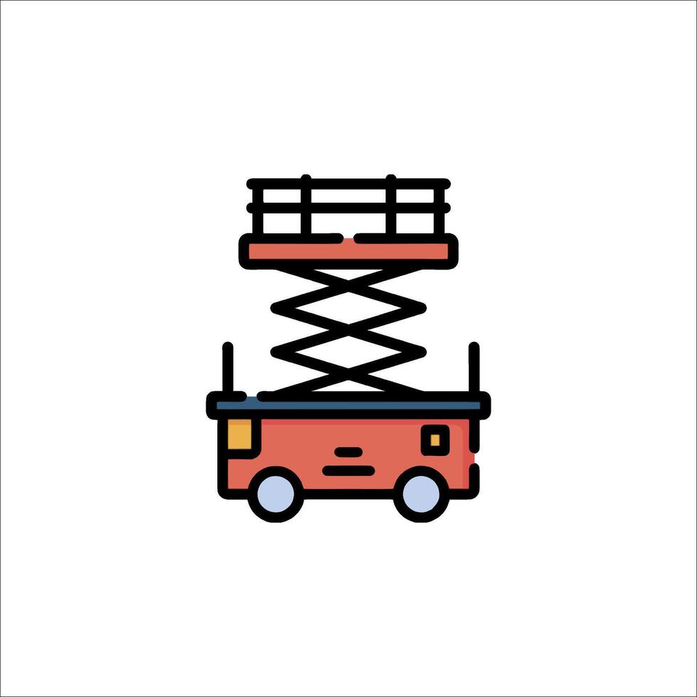 A red lift truck with a ladder on top vector