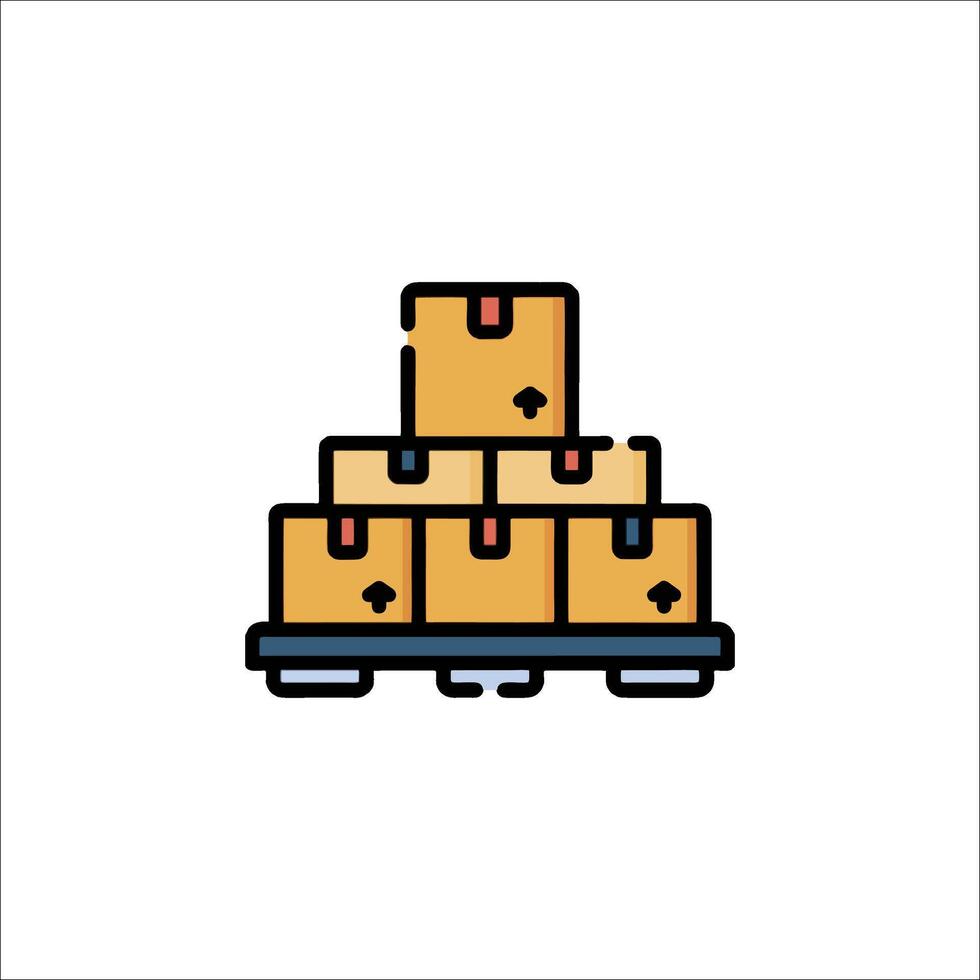 A stack of boxes on a pallet icon vector