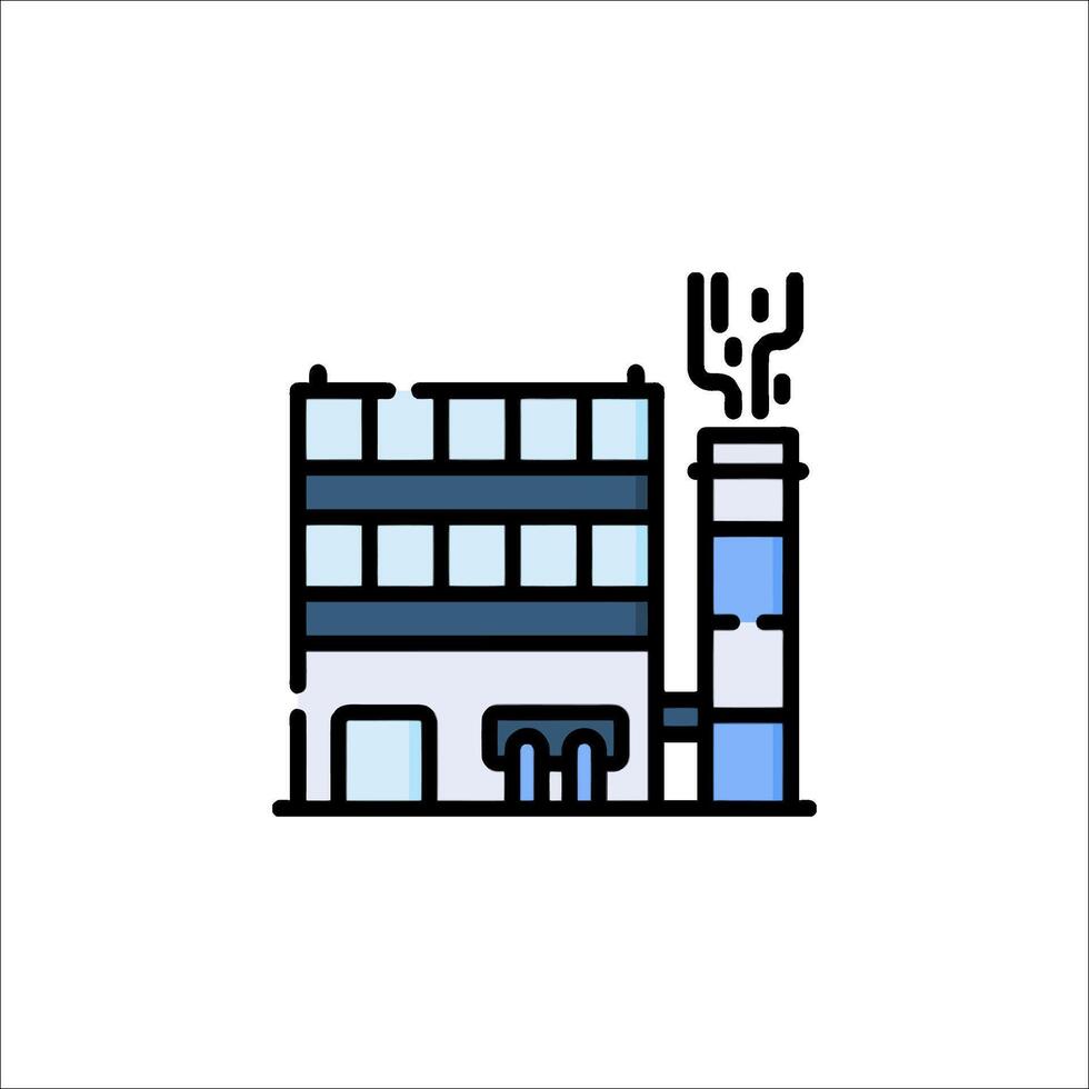 A factory building with a chimney and smoke coming out of it vector