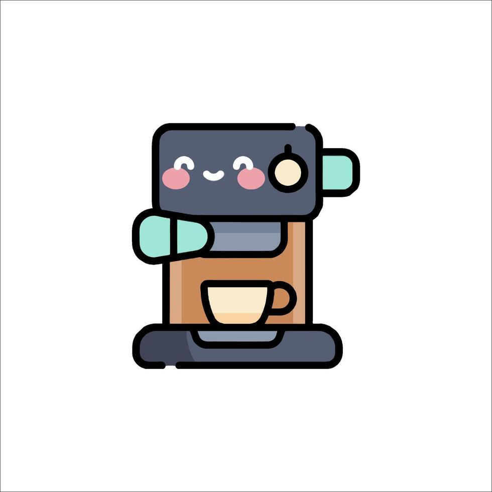A cute coffee machine with a smiley face vector