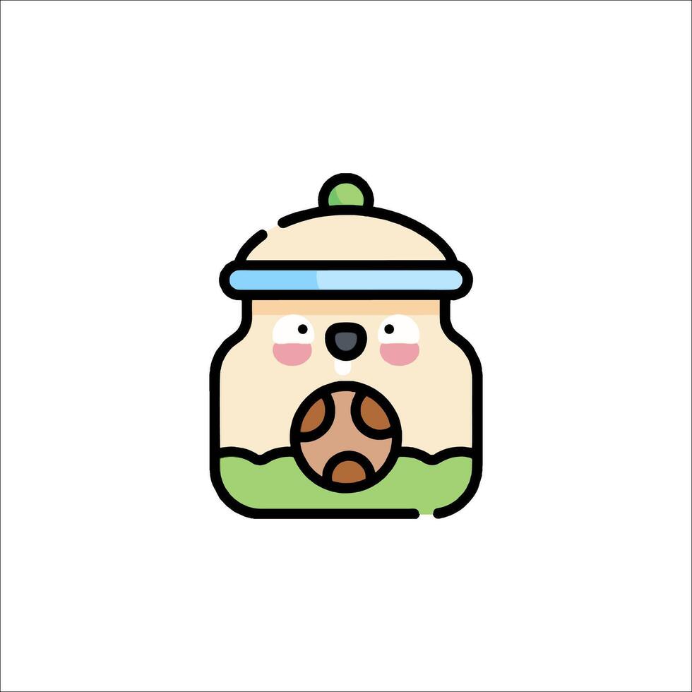 A cute bear with a jar on a white background vector