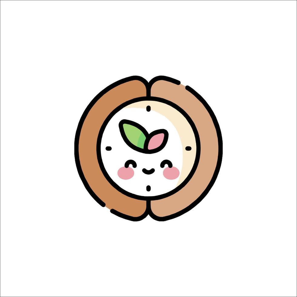 A clock with a smiley face and leaves on it vector
