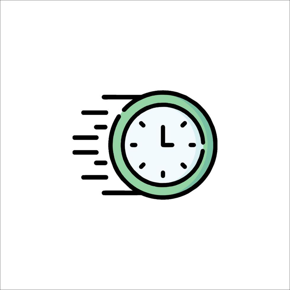 A clock icon with a green and black background vector