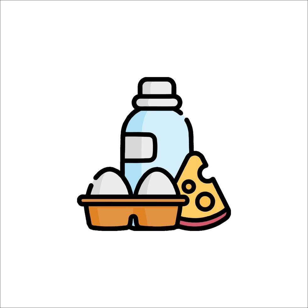 A bottle of water and eggs on a tray vector