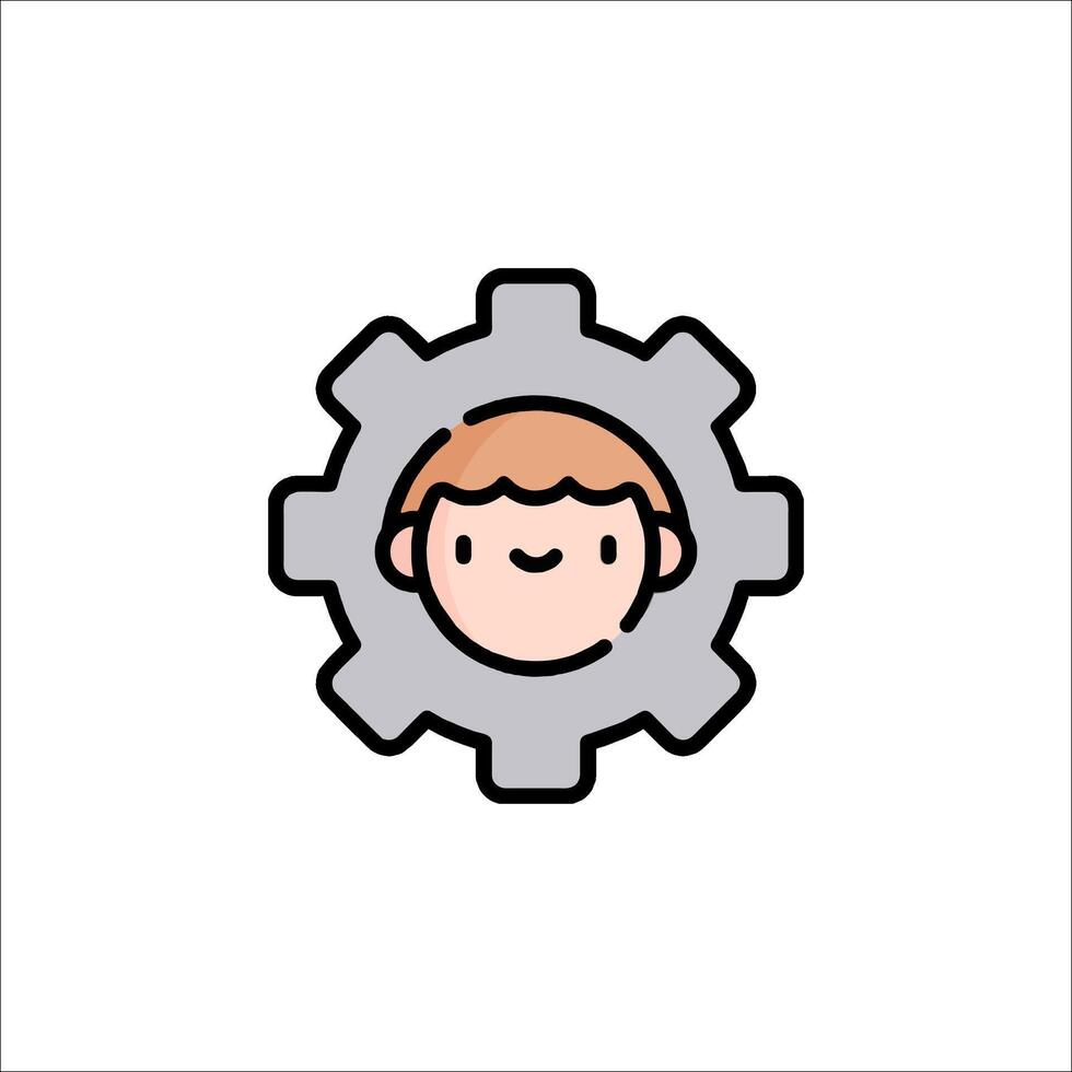 A boy in a gearwheel icon vector