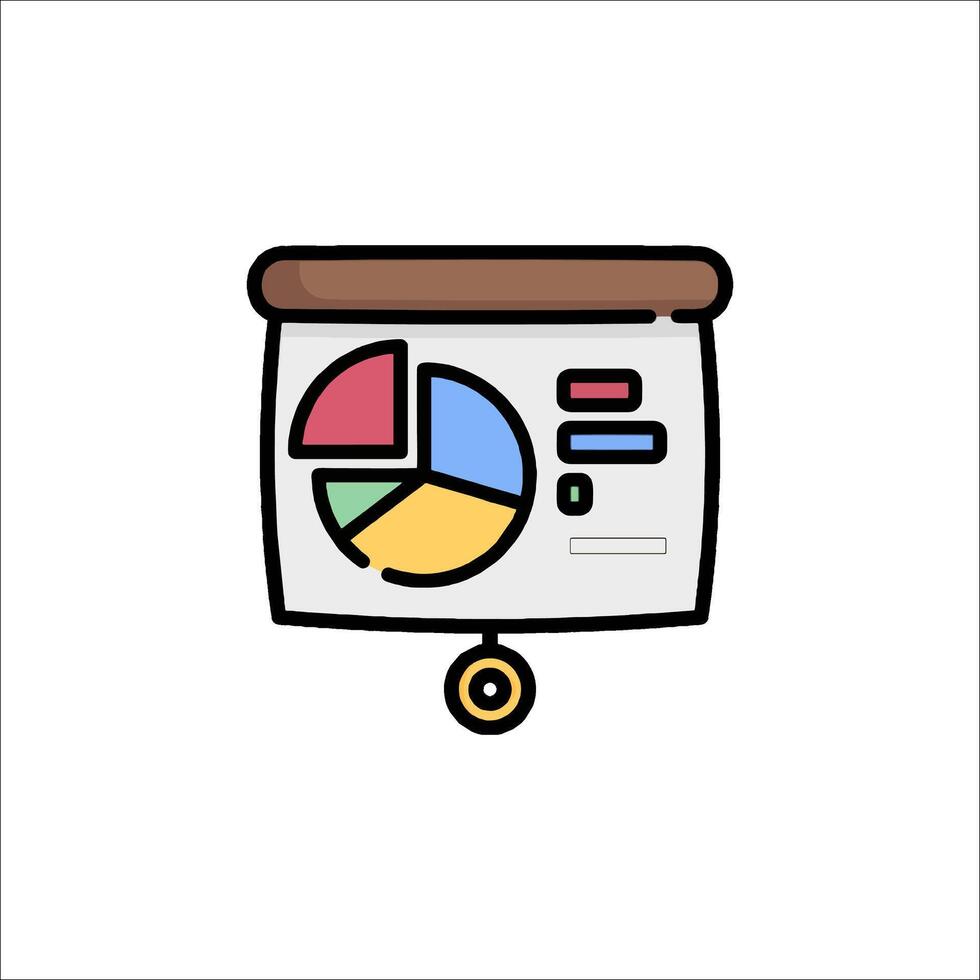 A presentation board with a pie chart on it vector