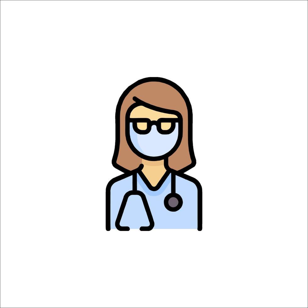 A woman in a mask and glasses icon vector