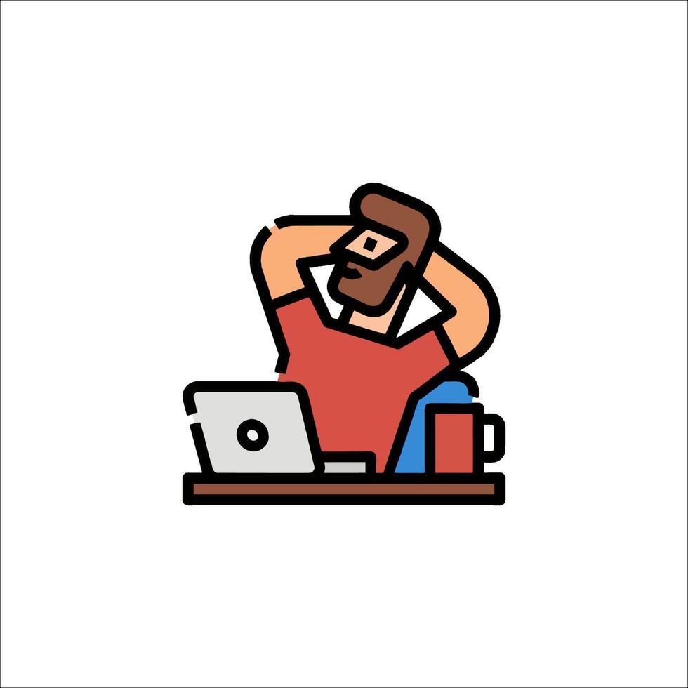 A man sitting at a desk with a laptop vector