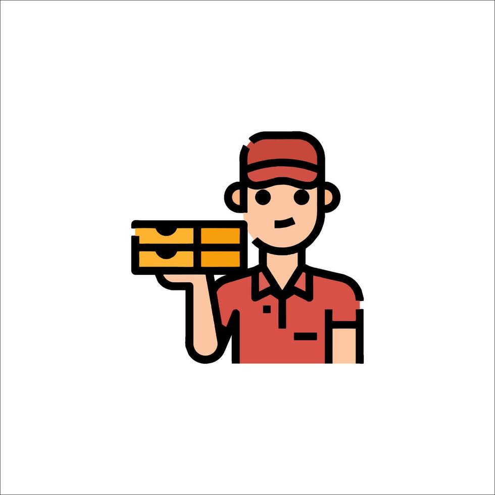 Pizza delivery man icon illustration vector