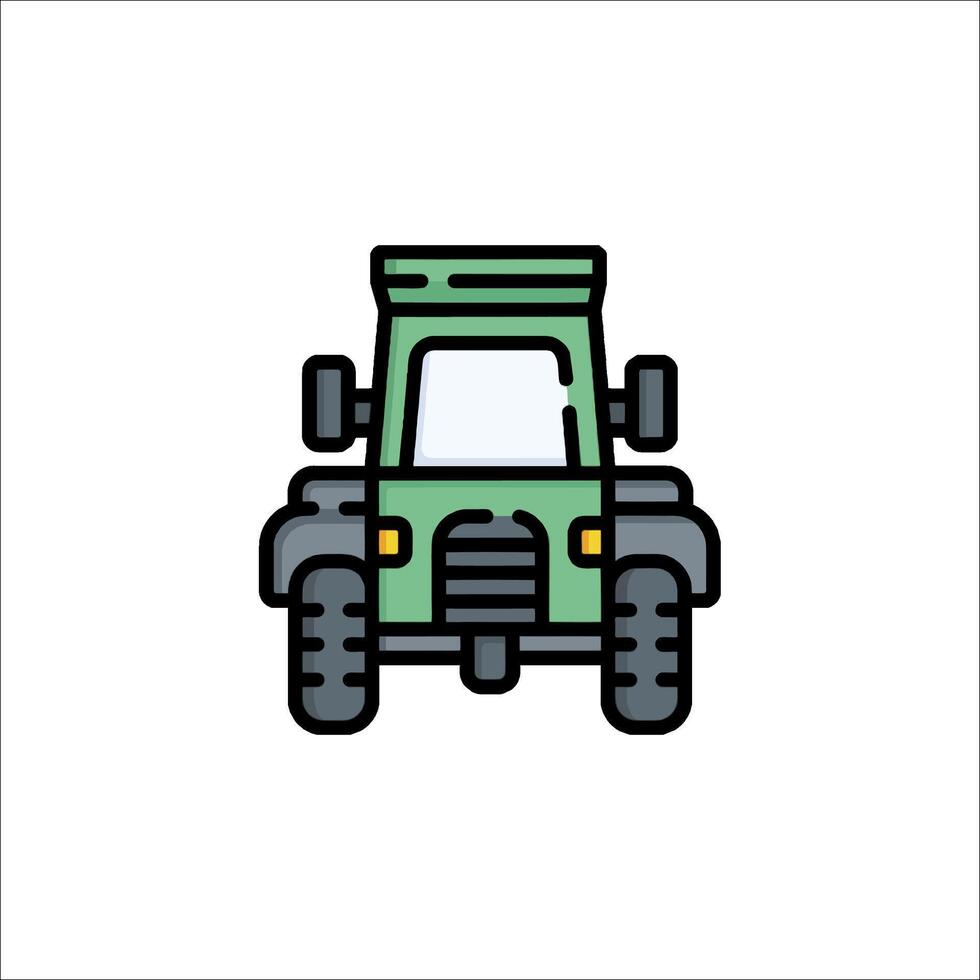 A green tractor icon on a white background vector