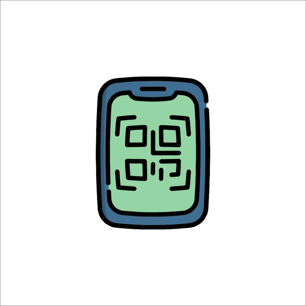 A phone with a qr code on it vector
