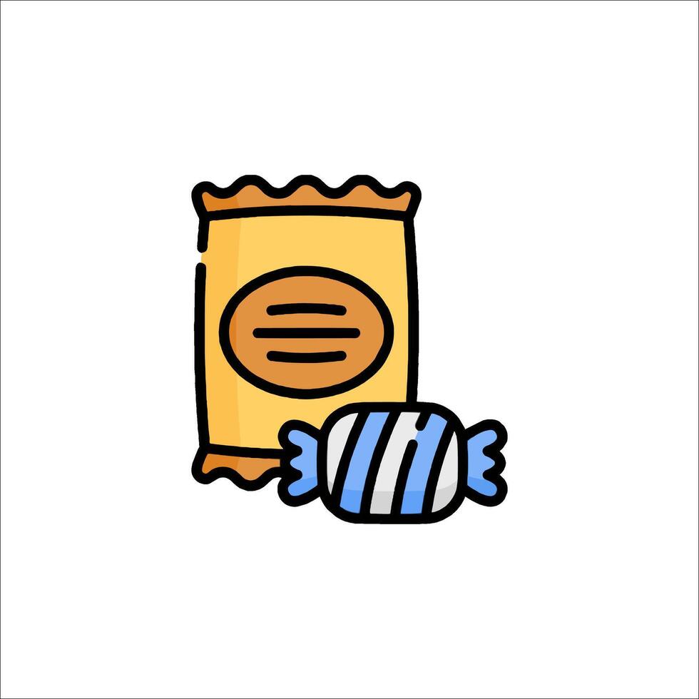 A candy bag and a candy bar icon vector