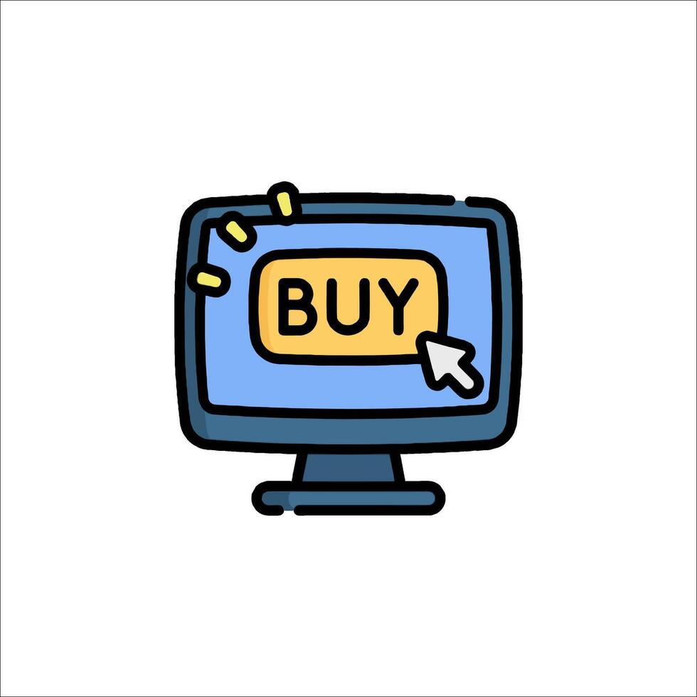 Buy icon on computer monitor vector
