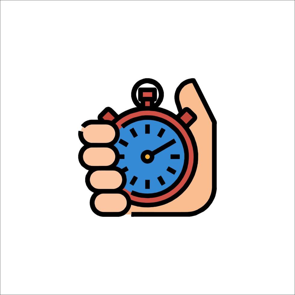 A hand holding a stopwatch icon vector