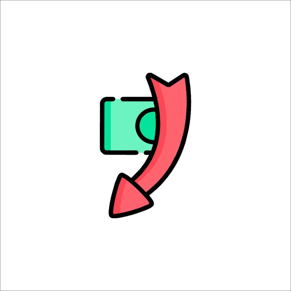 A red arrow pointing to a dollar bill vector