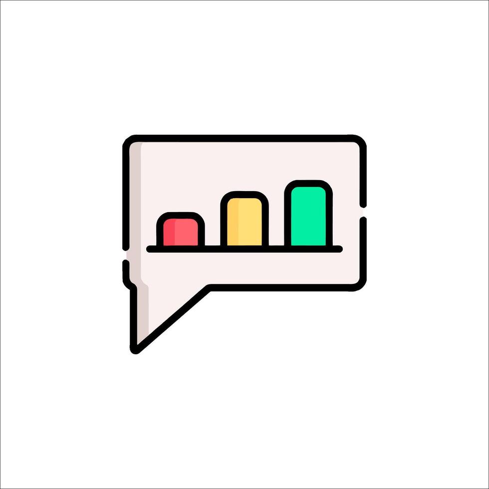 A speech bubble with a bar chart icon vector