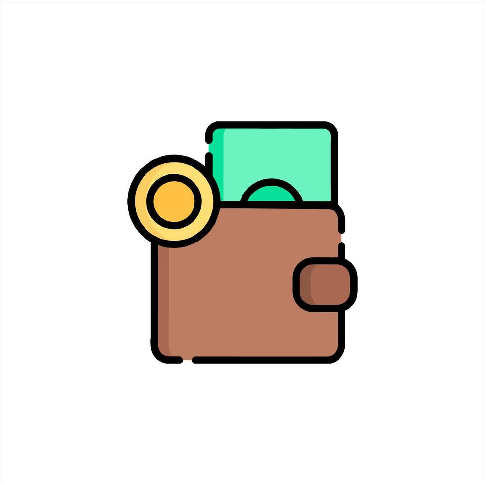 Wallet icon with money and coin vector