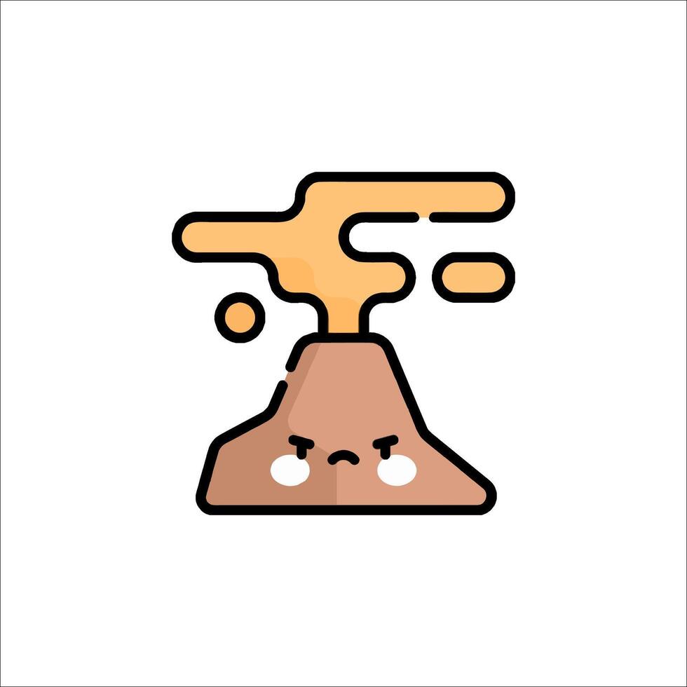 A cartoon volcano with a face and a face vector