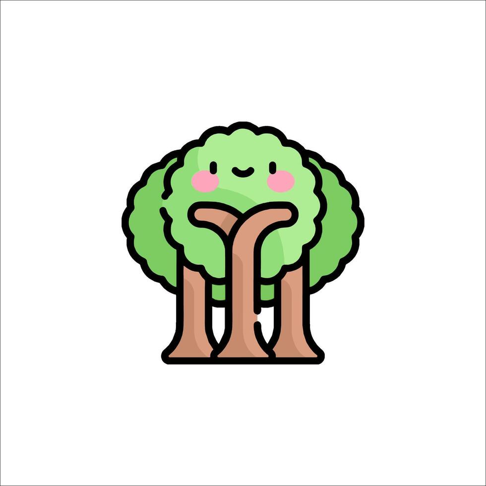 A cute tree with a smiley face on it vector