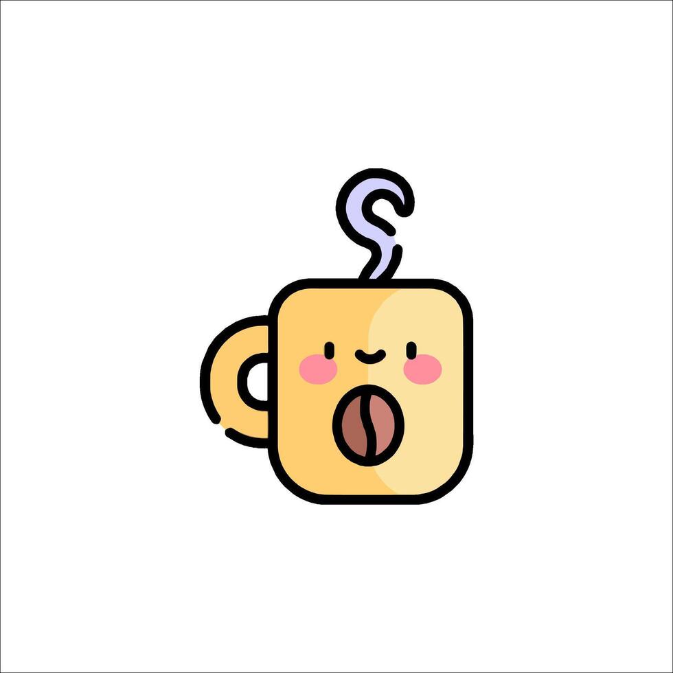 A cartoon cup of coffee with a face and a smile vector