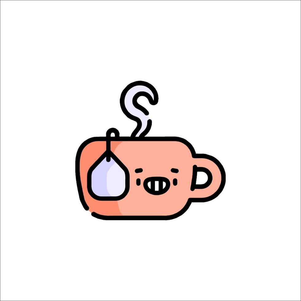 A cartoon cup with a tea bag in it vector