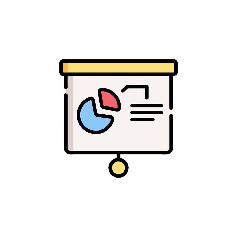 A presentation board with a pie chart on it vector