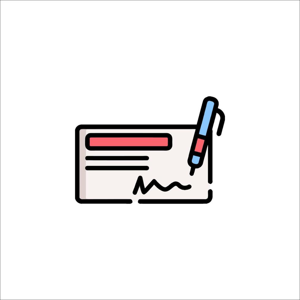A check with a pen and a checkmark vector