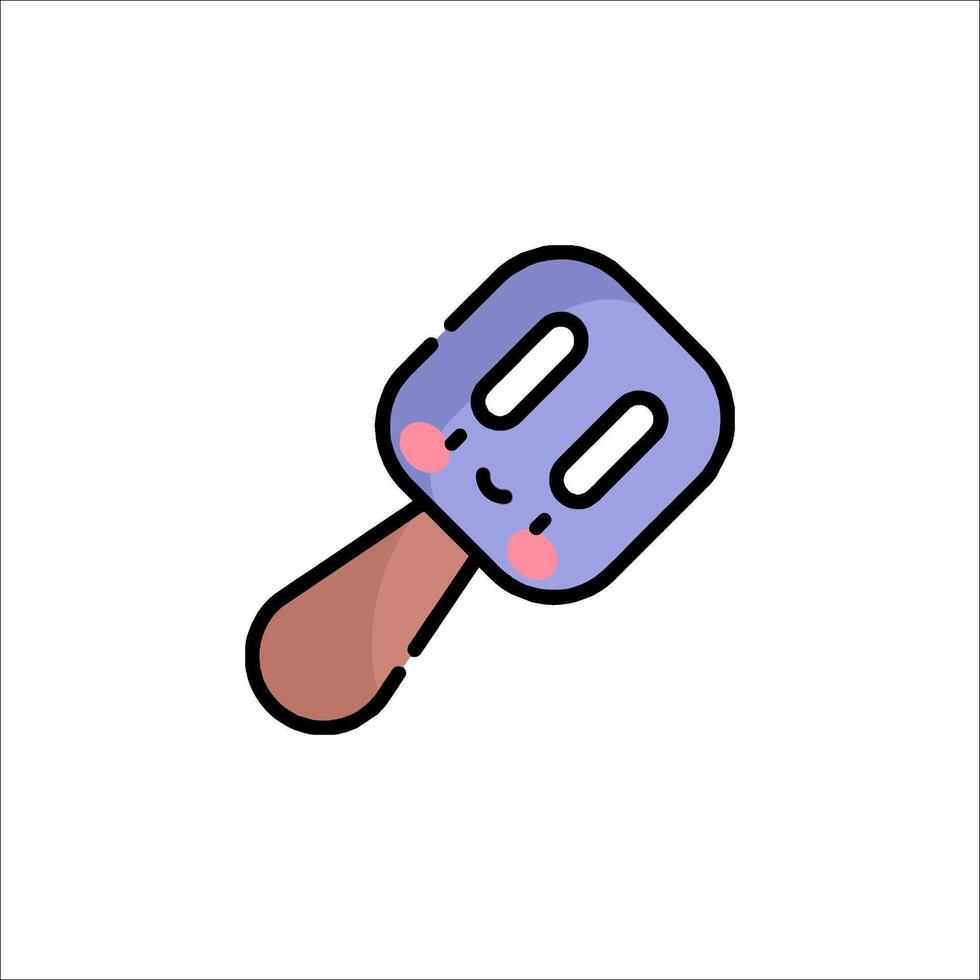 A blue and purple spatula with a smiley face vector