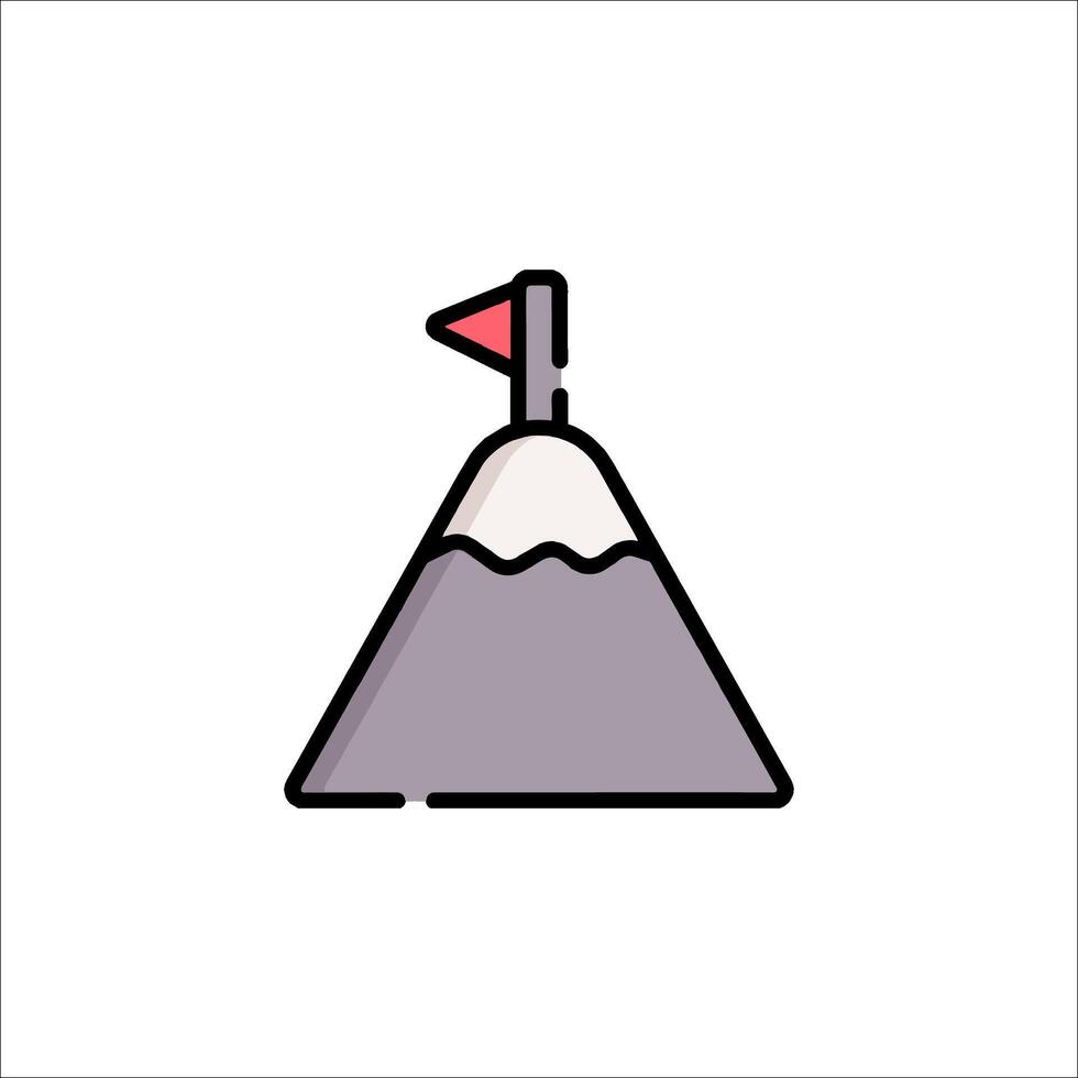 A mountain with a flag on top of it vector
