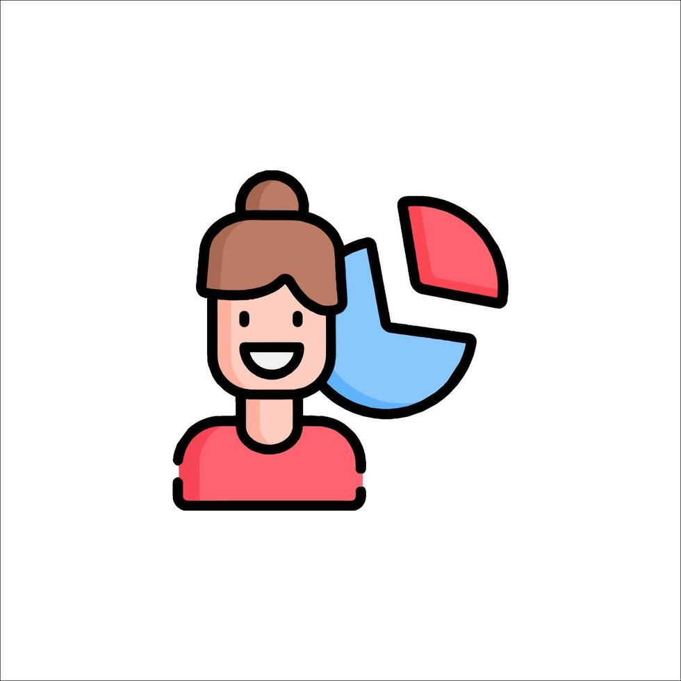 A woman with a pie chart icon vector