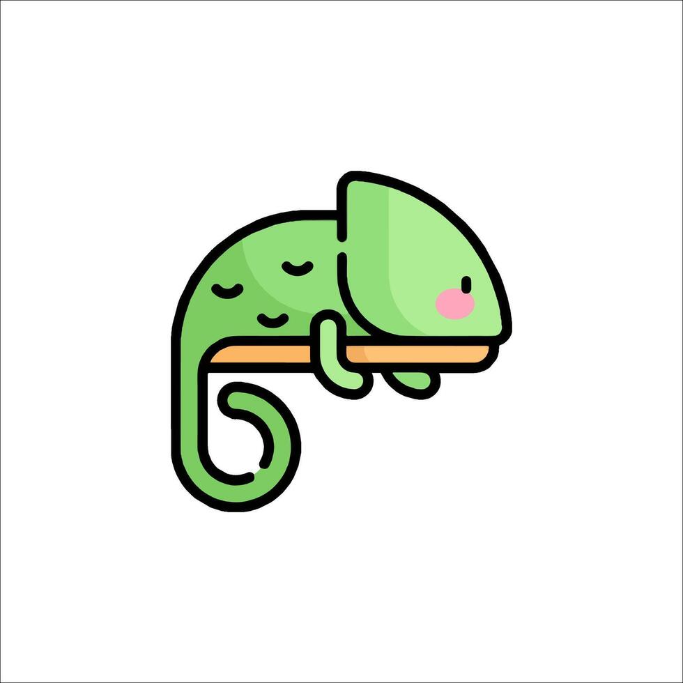 A chameleon is sitting on a branch vector