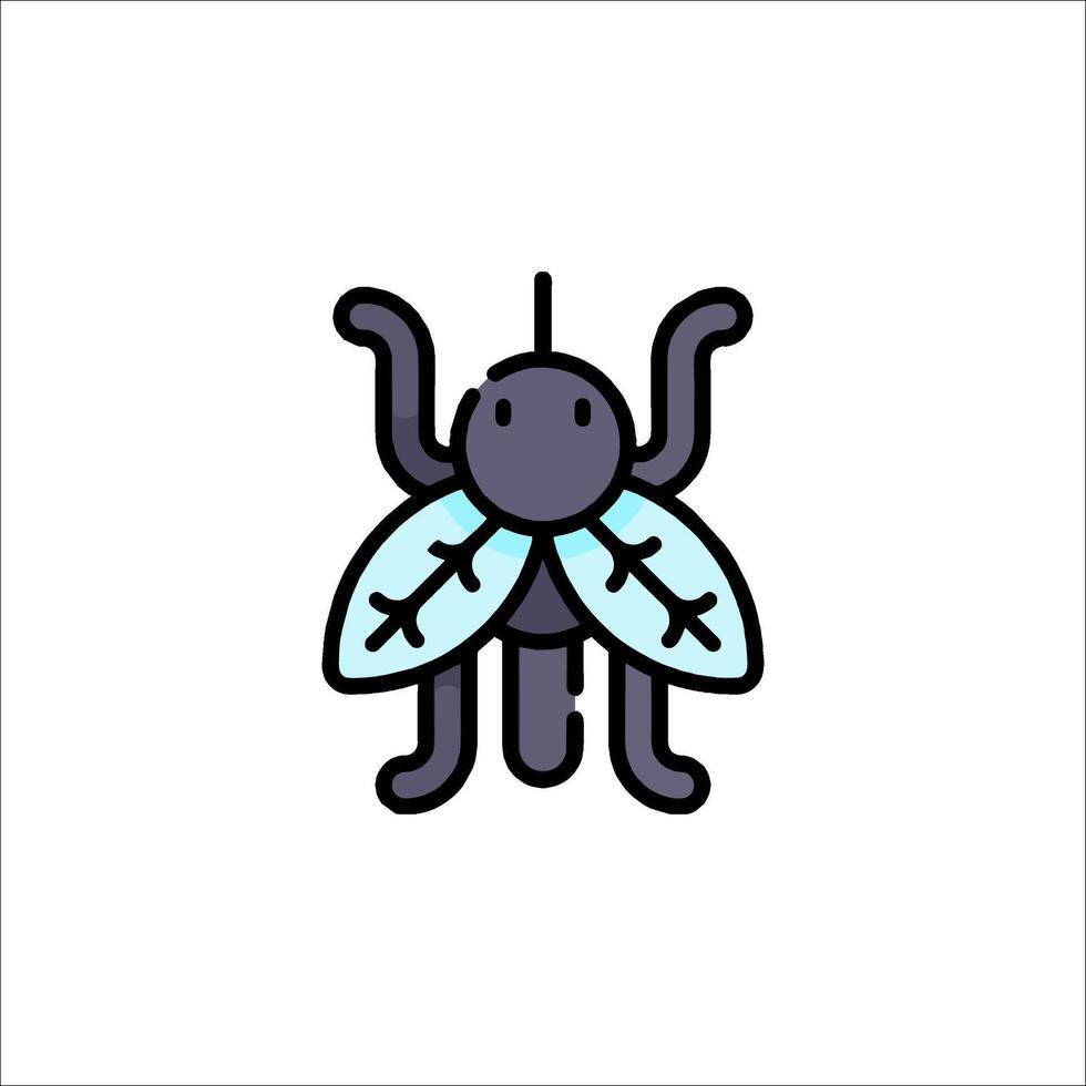 A cartoon insect with blue wings and a black body vector
