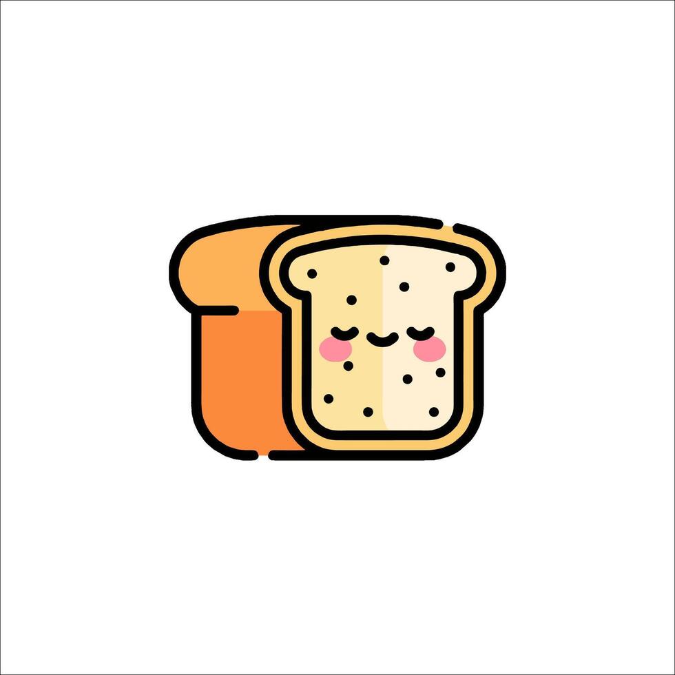A cute bread icon with a face vector