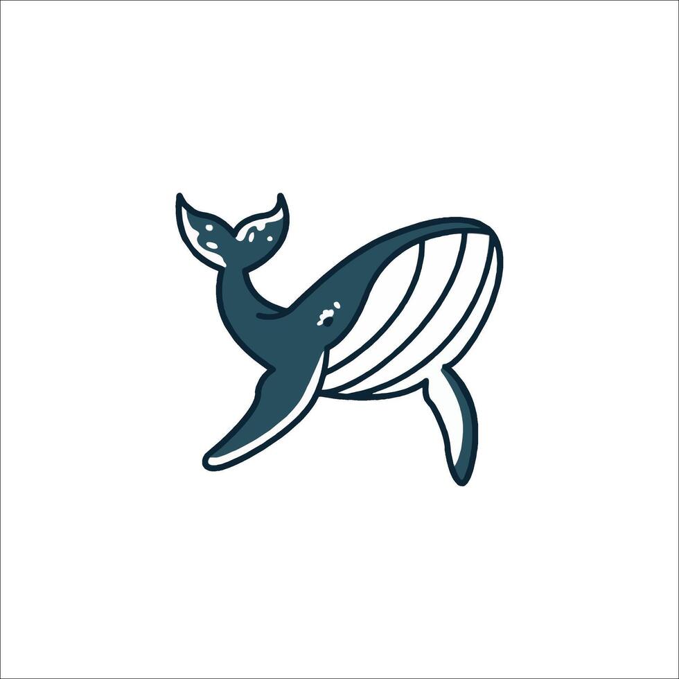 A whale logo with a blue tail vector