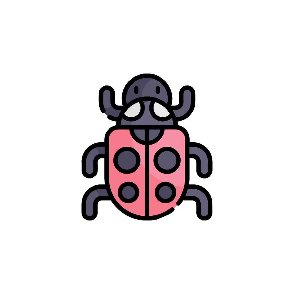 A ladybug icon with black spots on it vector