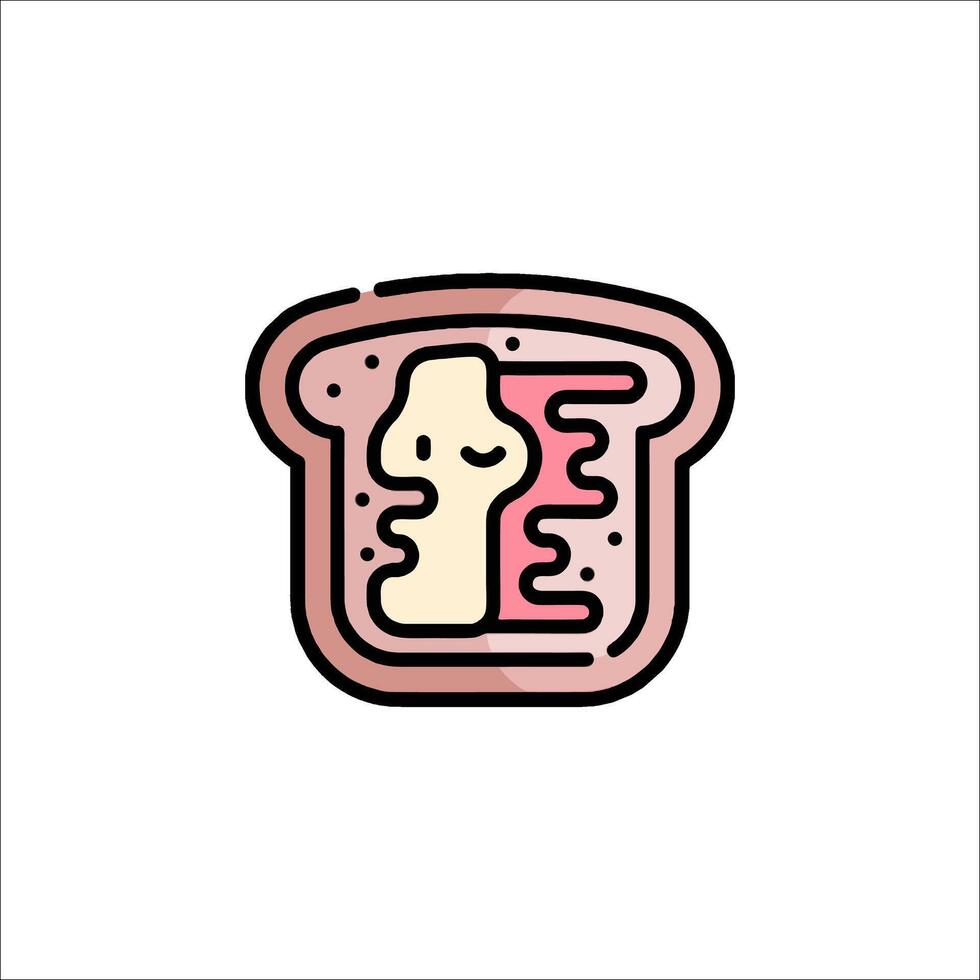 A slice of toast with a face on it vector