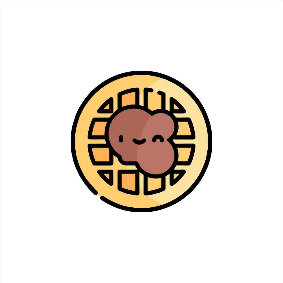 A waffle with a small piece of chocolate in it vector