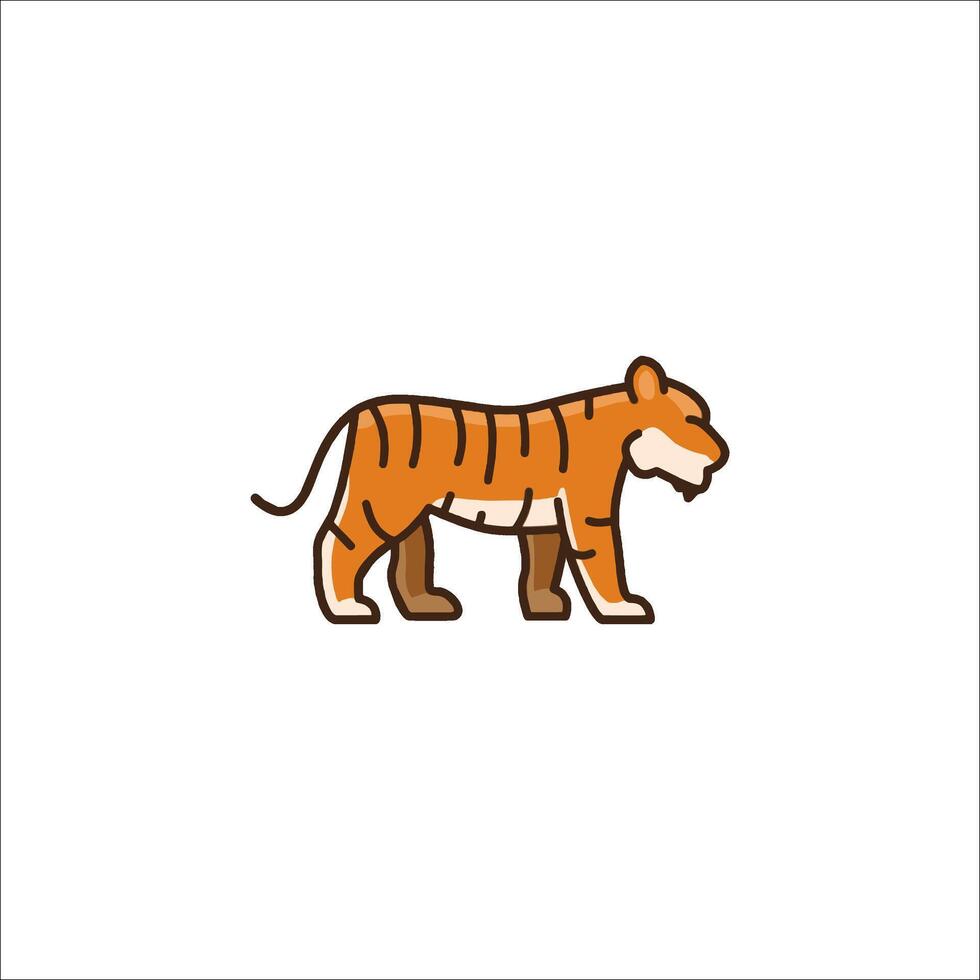 A tiger is standing on a white background vector