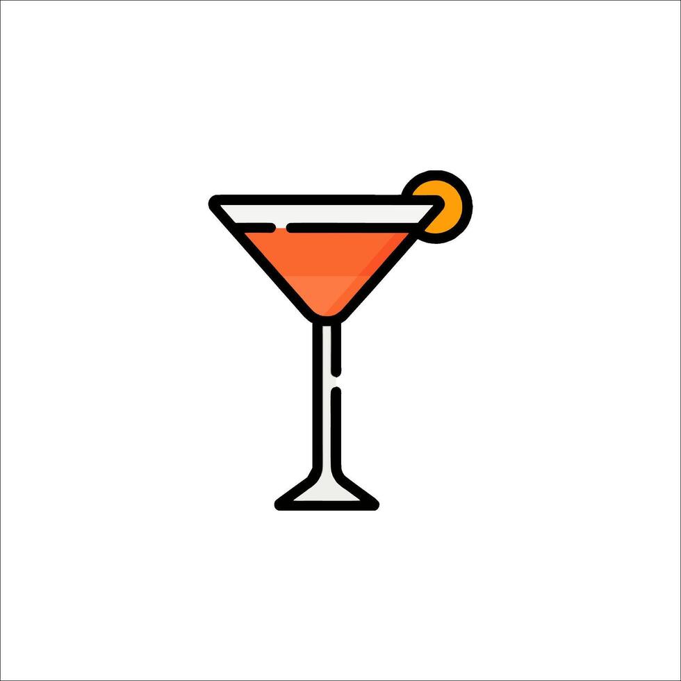 A martini in a glass with orange slice vector