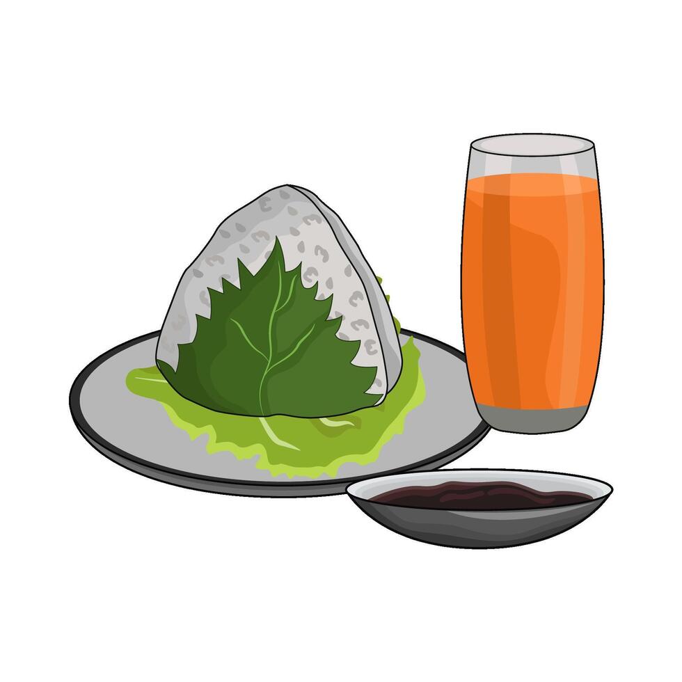 illustration of Delicious Onigiri and juice vector
