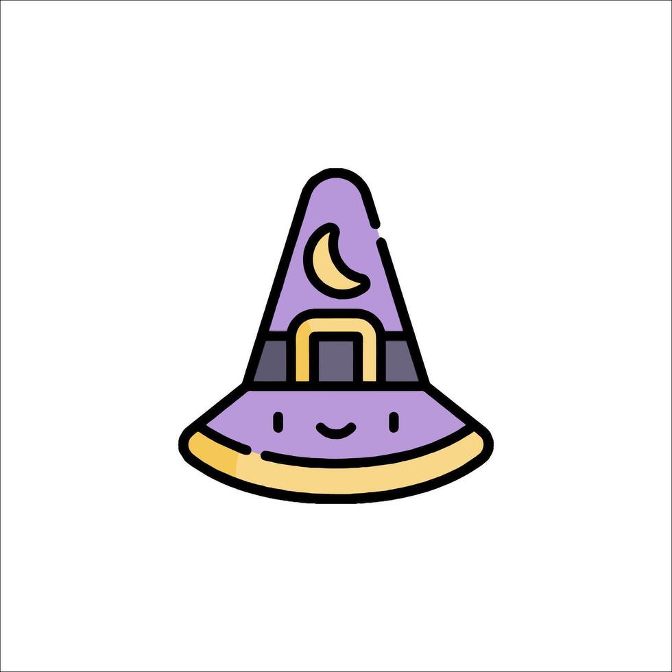 A purple witch hat with a moon on it vector