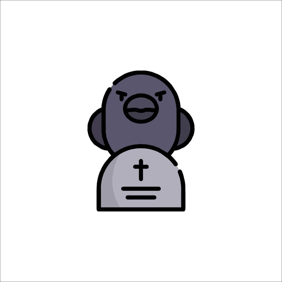 A black and white cartoon character with a cross on top of a tombstone vector