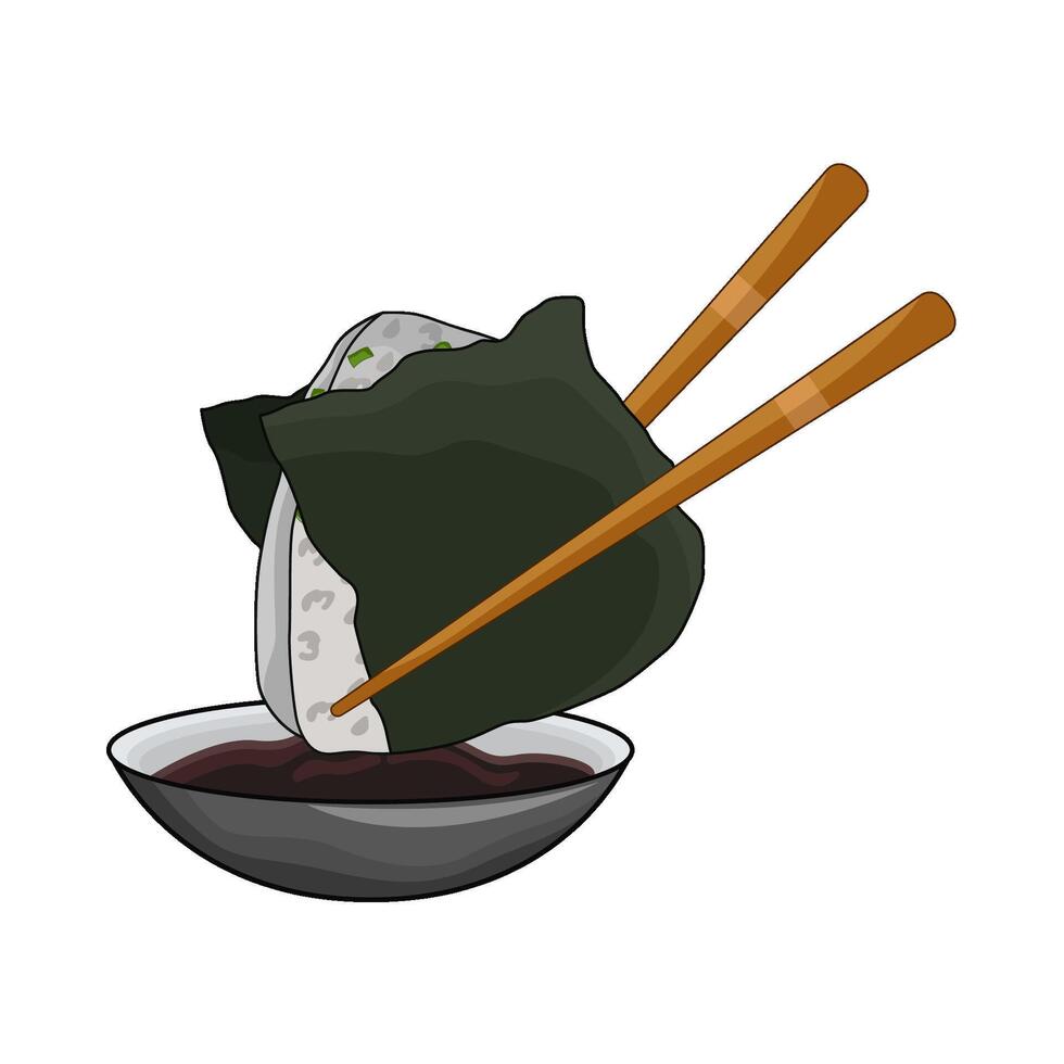 illustration of Homemade Onigiri with soy sauce vector