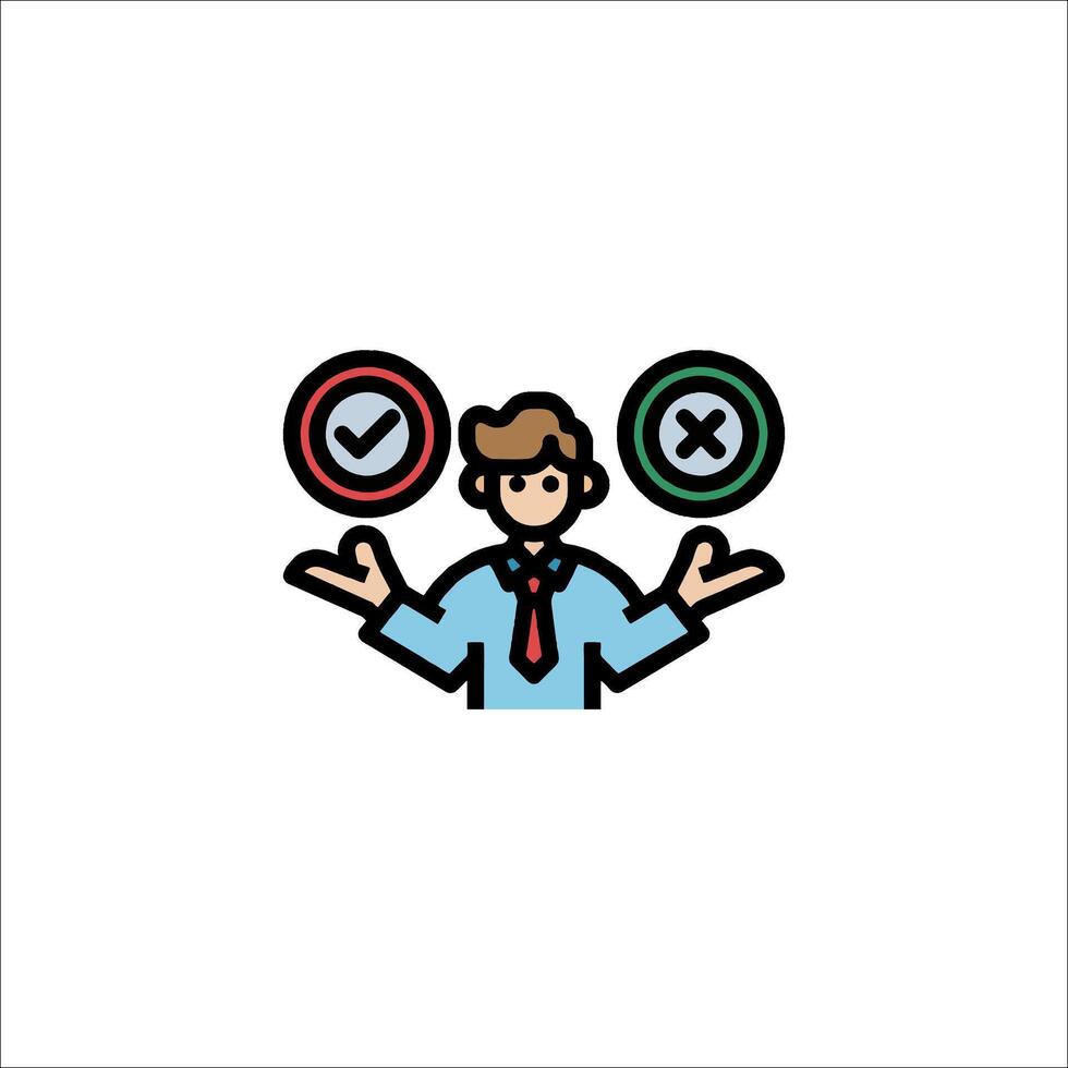 A man with two check marks on his hands vector