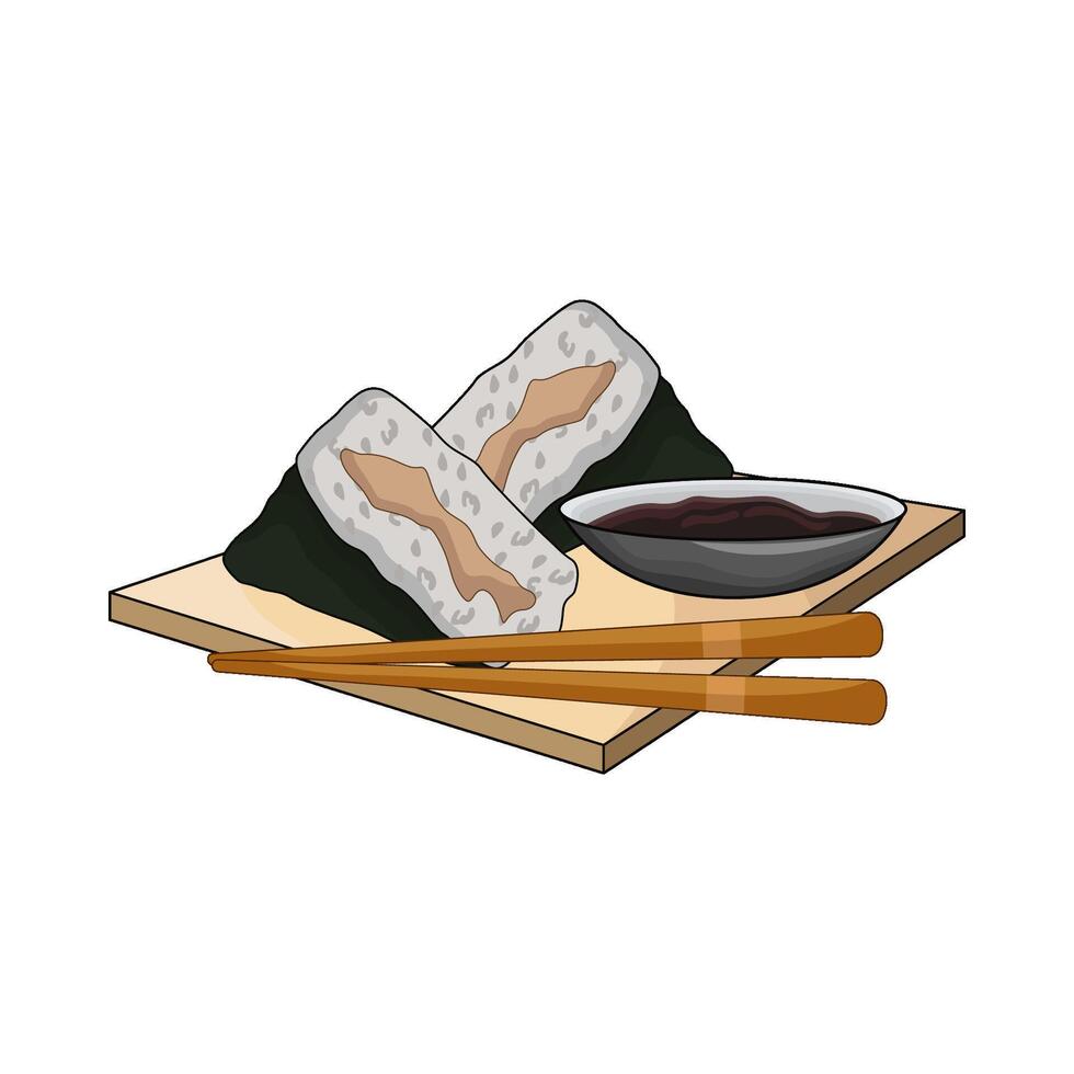 Onigiri Served with Soy Sauce illustration vector