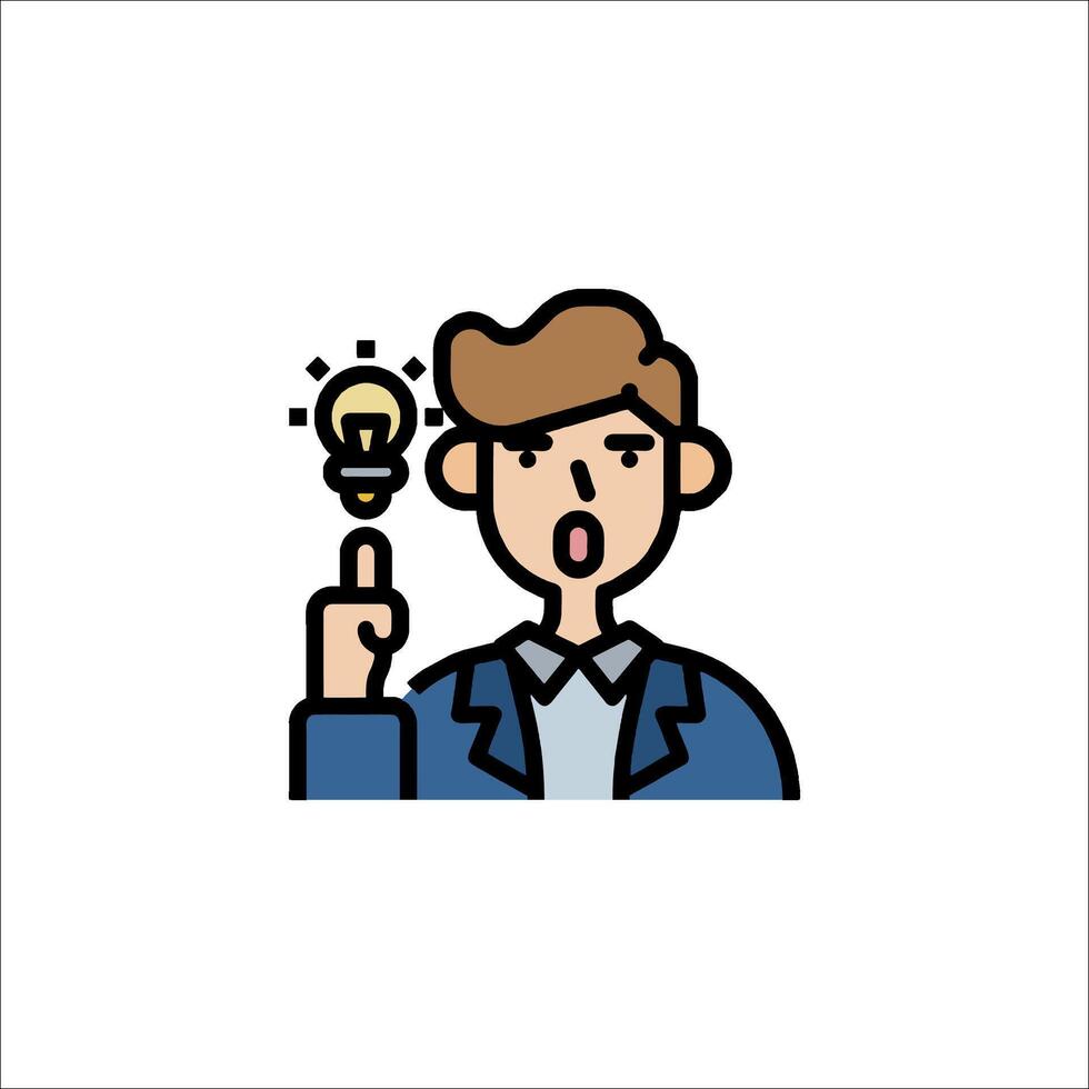 A man with an idea light bulb icon vector