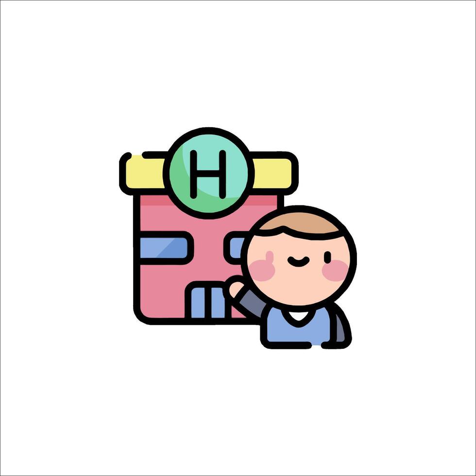 A cartoon character holding a sign that says hospital vector