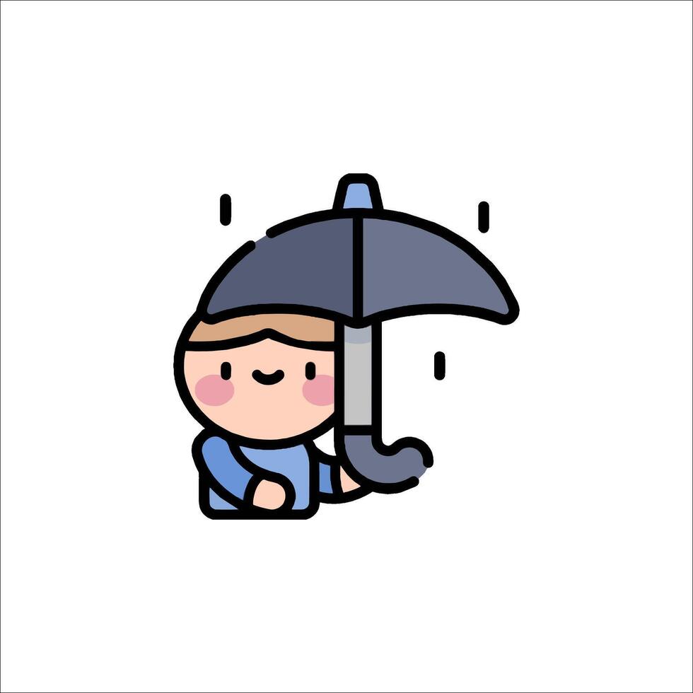 A cartoon character holding an umbrella vector