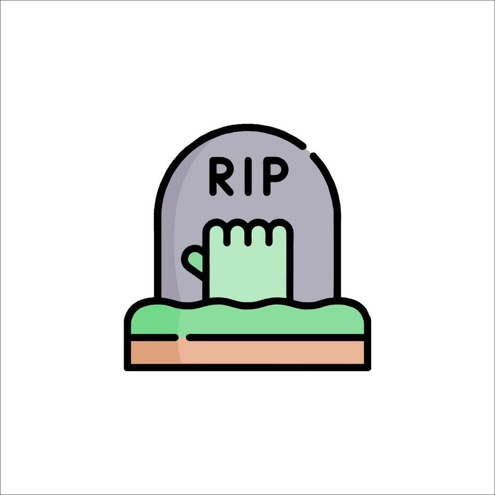 A tombstone with a hand on it and a hand in the dirt vector